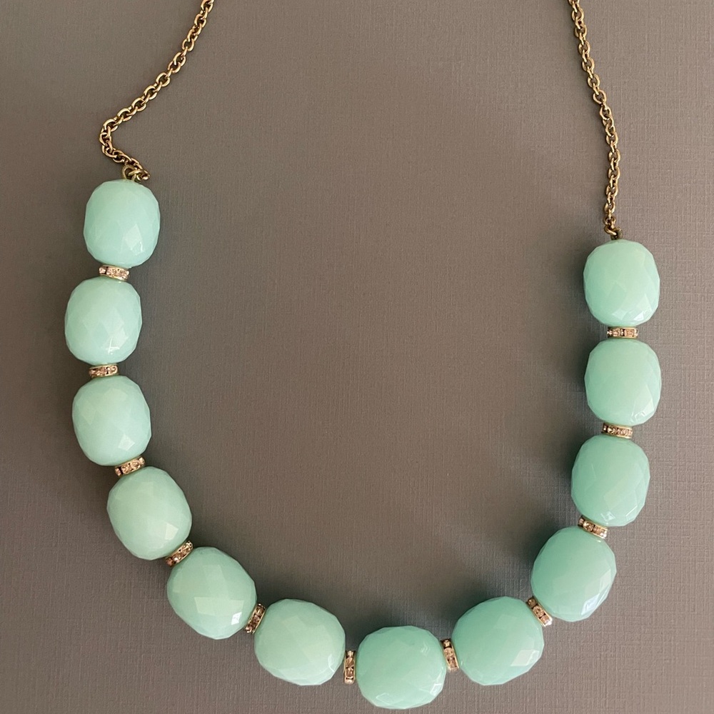 J. Crew Elegant Mint Green Beaded Necklace